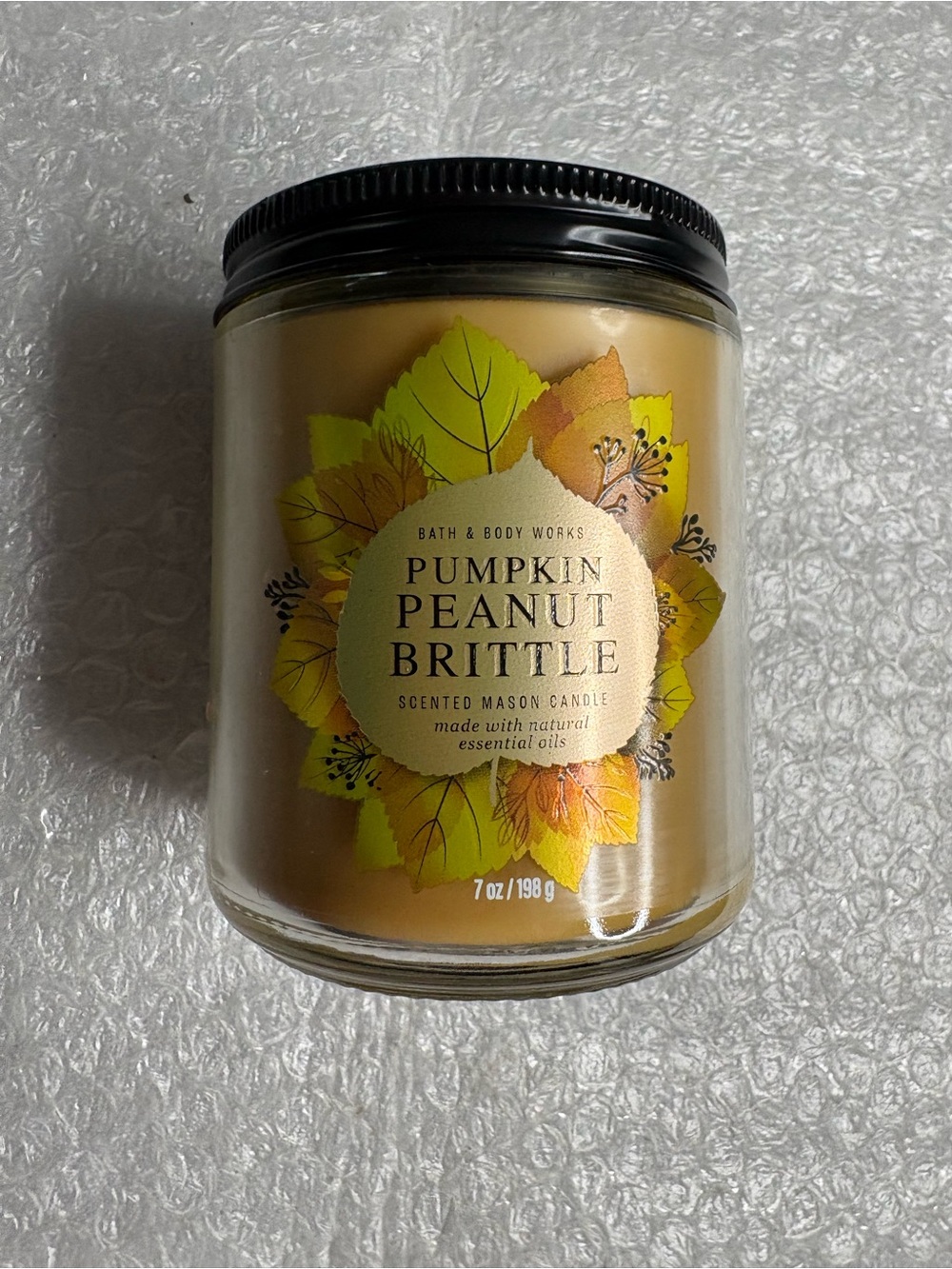 Bath & Body Works Pumpkin Peanut Brittle Scented Mason Candle - Gold, Black